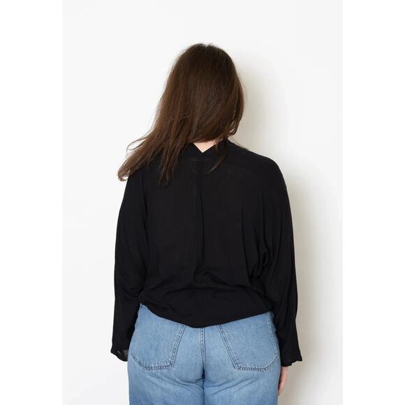 GOOD COMPANY The Wrapper Top Lagenlook Tie-Front Blouse in White - Picture 8 of 12